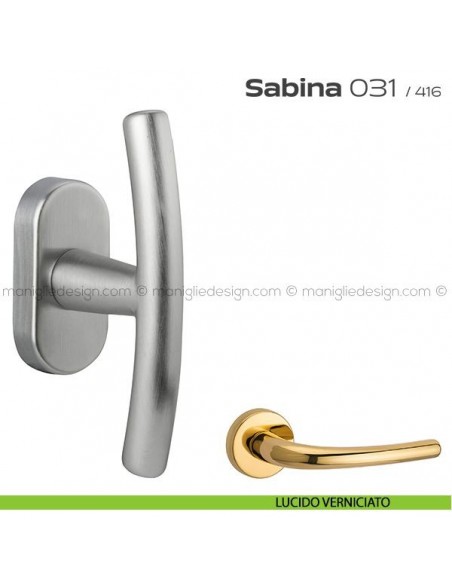 Maniglia per finestra martellina DK impugnatura a T 031 Sabina Reguitti lucido verniciato