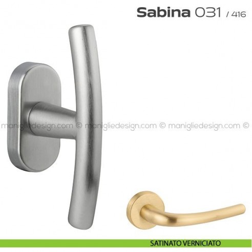 Maniglia per finestra martellina DK impugnatura a T 031 Sabina Reguitti satinato verniciato