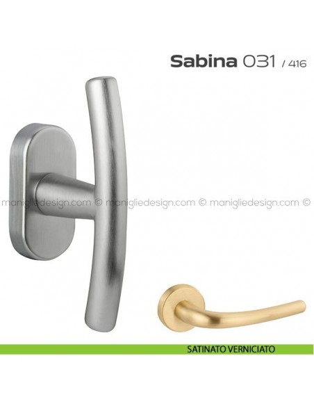 Maniglia per finestra martellina DK impugnatura a T 031 Sabina Reguitti satinato verniciato