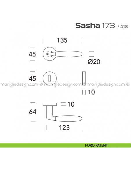 Maniglia per porta 173 Sasha Reguitti foro patent