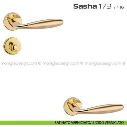 Maniglia per porta con nottolino 173 Sasha Reguitti satinato verniciato/lucido verniciato