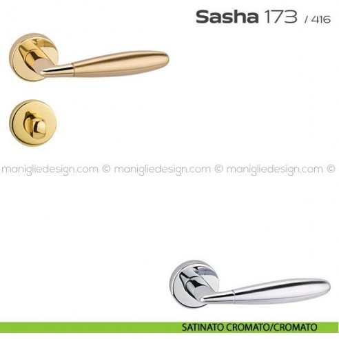 Maniglia per porta con nottolino 173 Sasha Reguitti satinato cromato/cromato