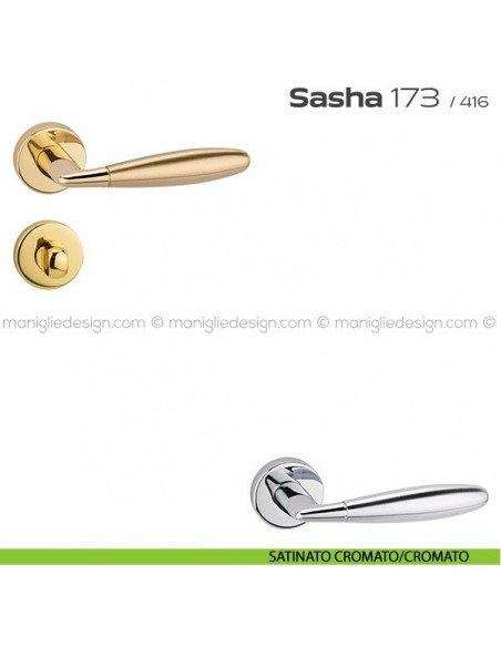 Maniglia per porta con nottolino 173 Sasha Reguitti satinato cromato/cromato