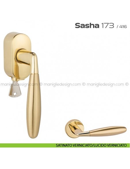 Maniglia per finestra martellina DK con chiave 173 Sasha Reguitti satinato verniciato/lucido verniciato