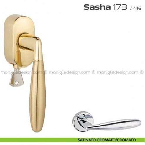 Maniglia per finestra martellina DK con chiave 173 Sasha Reguitti satinato cromato/cromato