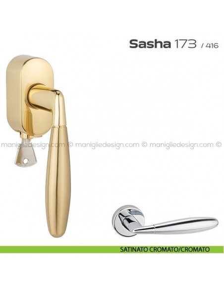 Maniglia per finestra martellina DK con chiave 173 Sasha Reguitti satinato cromato/cromato