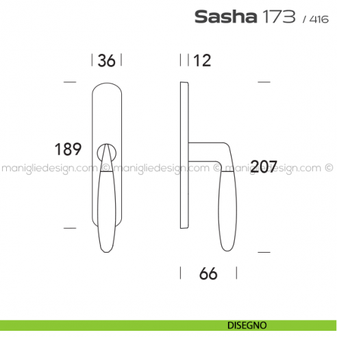 Maniglia per finestra cremonese 173 Sasha Reguitti disegno