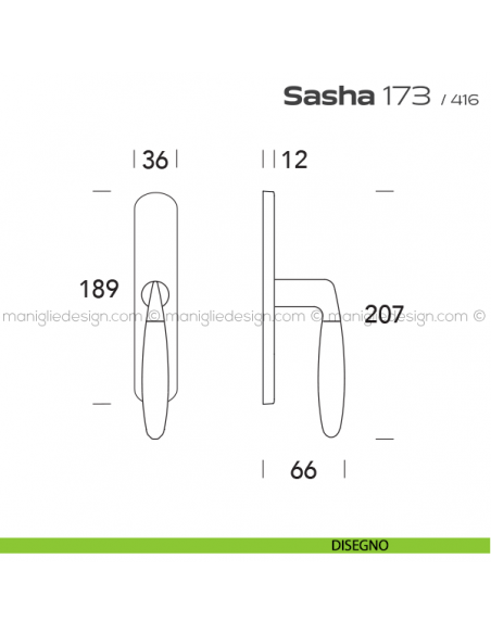 Maniglia per finestra cremonese 173 Sasha Reguitti disegno