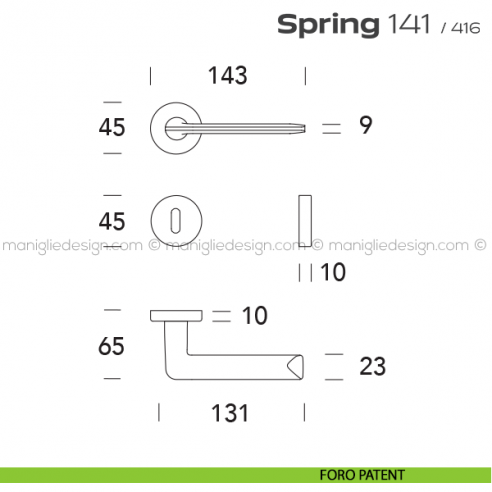 Maniglia per porta 141 Spring T. Reguitti foro patent