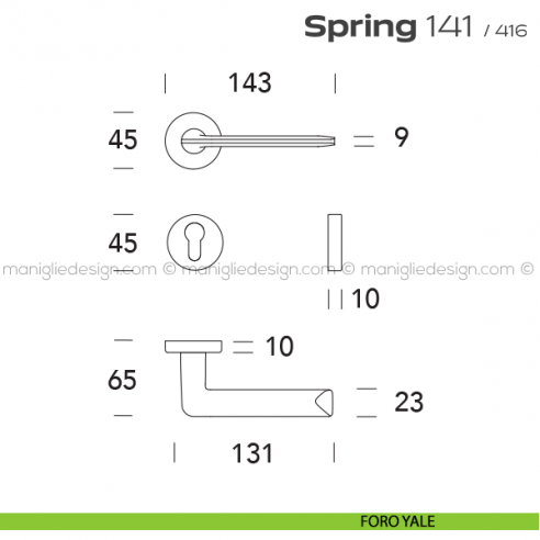 Maniglia per porta 141 Spring T. Reguitti foro yale