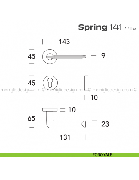 Maniglia per porta 141 Spring T. Reguitti foro yale