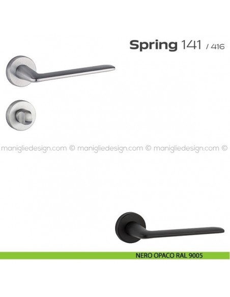 Maniglia per porta con nottolino 141 Spring T. Reguitti nero opaco RAL 9005