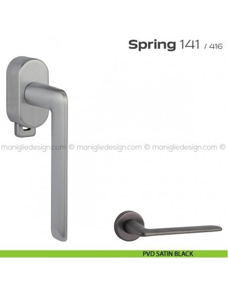 Maniglia per finestra DK con pulsante su placca 141 Spring T. Reguitti PVD satin black