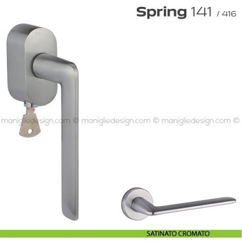 Maniglia per finestra martellina DK con chiave 141 Spring T. Reguitti satinato cromato