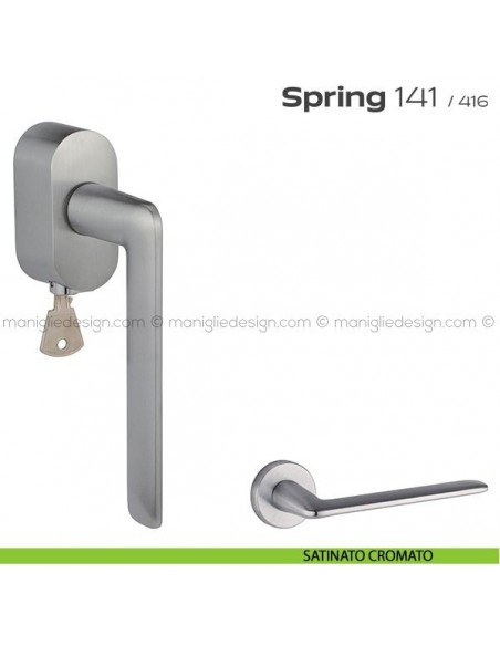 Maniglia per finestra martellina DK con chiave 141 Spring T. Reguitti satinato cromato