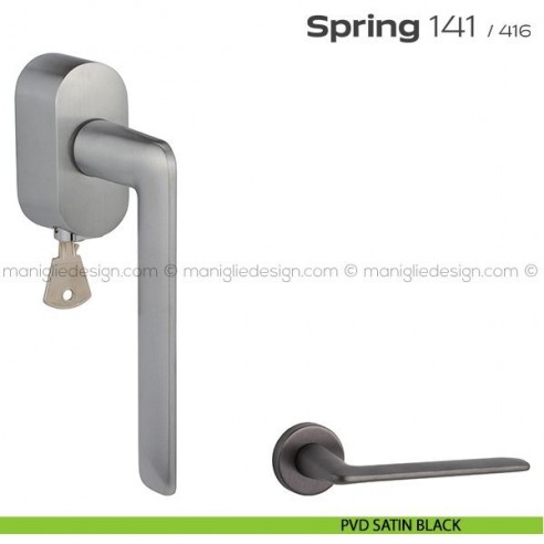 Maniglia per finestra martellina DK con chiave 141 Spring T. Reguitti PVD satin black