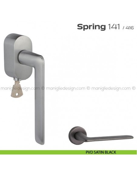 Maniglia per finestra martellina DK con chiave 141 Spring T. Reguitti PVD satin black
