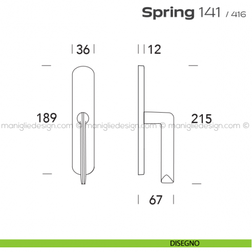 Maniglia per finestra cremonese 141 Spring T. Reguitti disegno