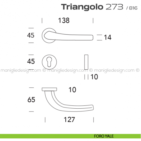 Maniglia per porta 273 Triangolo Reguitti foro yale