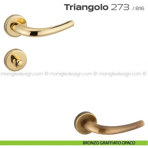 Maniglia per porta con nottolino 273 Triangolo Reguitti bronzato graffiato