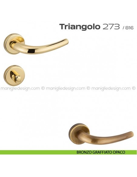 Maniglia per porta con nottolino 273 Triangolo Reguitti bronzato graffiato