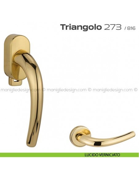 Maniglia per finestra DK con pulsante su placca 273 Triangolo Reguitti lucido verniciato