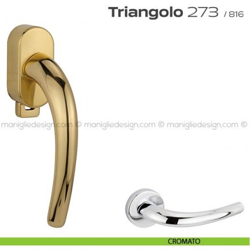 Maniglia per finestra DK con pulsante su placca 273 Triangolo Reguitti cromato