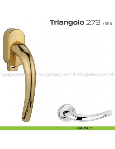 Maniglia per finestra DK con pulsante su placca 273 Triangolo Reguitti cromato