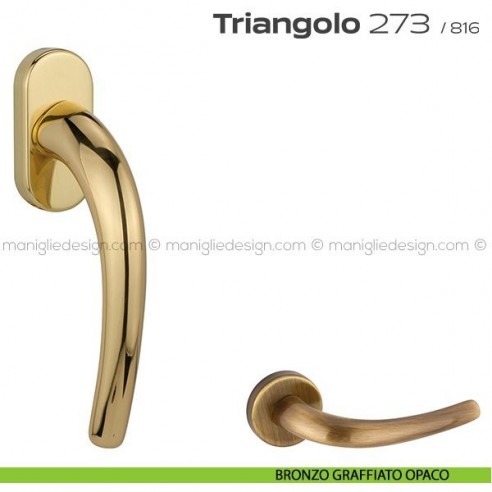 Maniglia martellina DK per finestra 273 Triangolo Reguitti bronzato graffiato