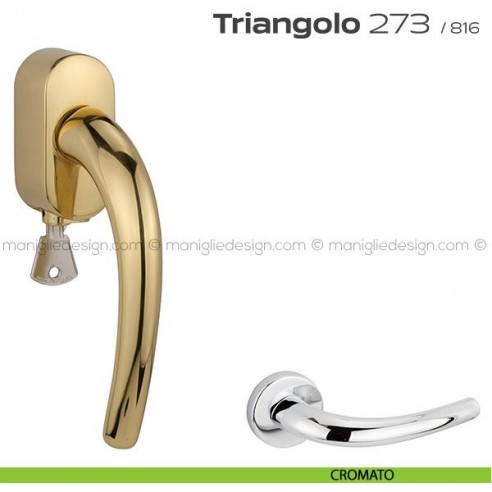 Maniglia per finestra DK con chiave su placca 273 Triangolo Reguitti cromato