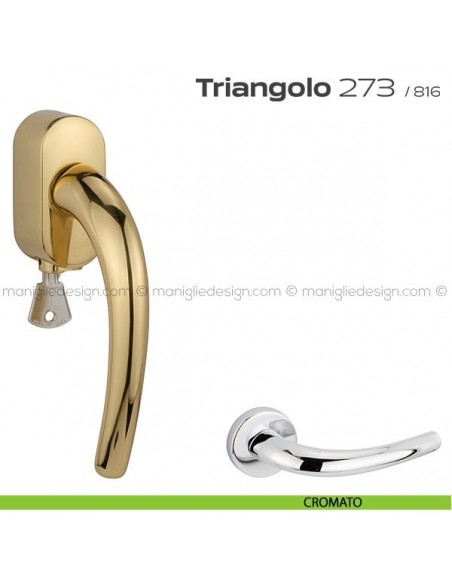 Maniglia per finestra DK con chiave su placca 273 Triangolo Reguitti cromato