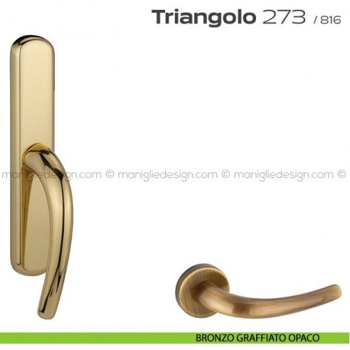 Maniglia per finestra cremonese 273 Triangolo Reguitti bronzato graffiato