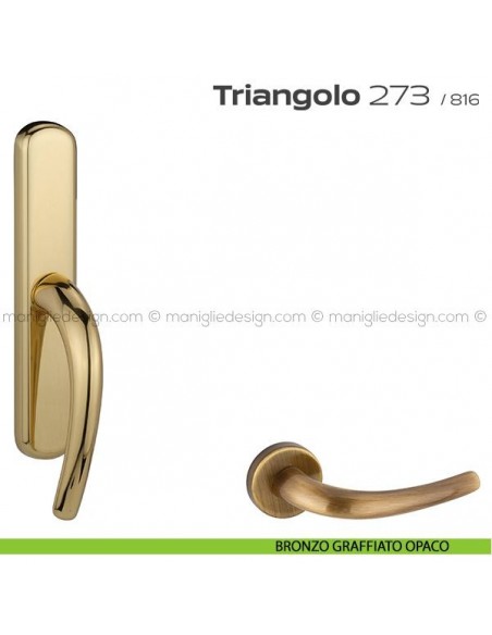 Maniglia per finestra cremonese 273 Triangolo Reguitti bronzato graffiato