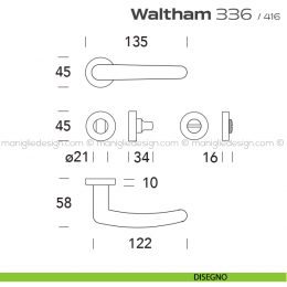 Maniglia per porta con nottolino 336 Waltham Reguitti 2