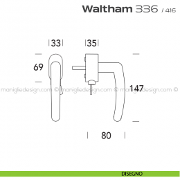 Maniglia per finestra martellina DK con chiave 336 Waltham Reguitti 2