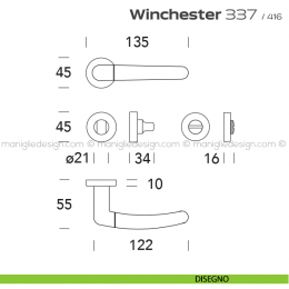 Maniglia per porta con nottolino 337 Winchester Reguitti 2