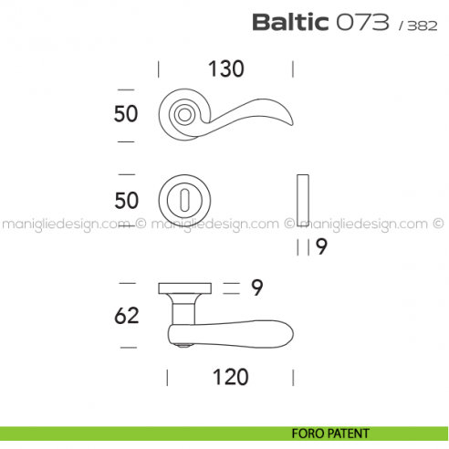 Maniglia per porta 073 Baltic Reguitti foro patent