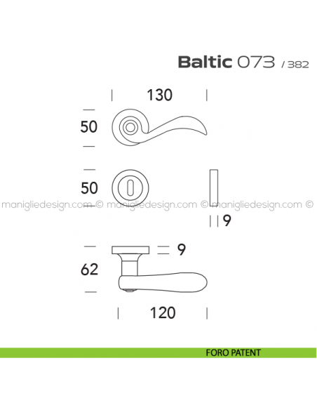Maniglia per porta 073 Baltic Reguitti foro patent