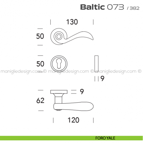 Maniglia per porta 073 Baltic Reguitti foro yale
