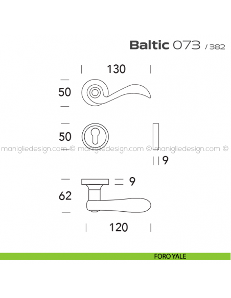 Maniglia per porta 073 Baltic Reguitti foro yale