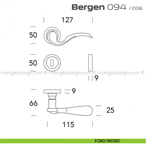 Maniglia per porta 094 Bergen Reguitti foro patent