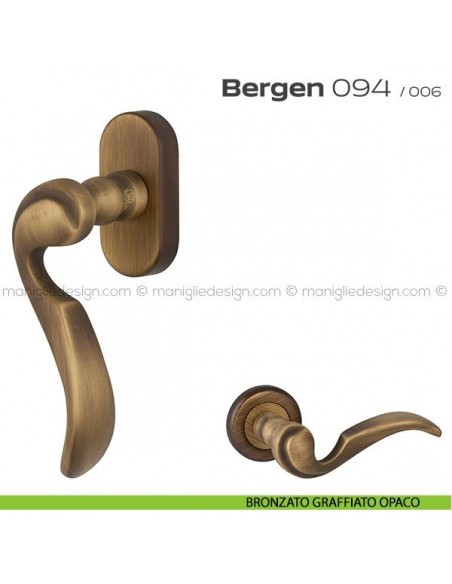 Maniglia martellina DK per finestra 094 Bergen Reguitti bronzato graffiato opaco