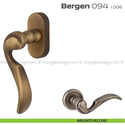Maniglia martellina DK per finestra 094 Bergen Reguitti argento vecchio
