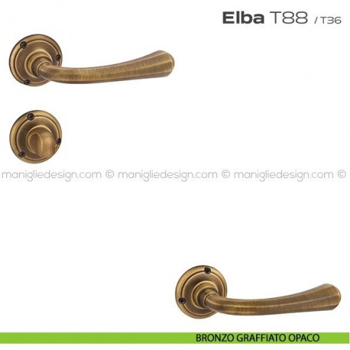 Maniglia per porta con nottolino T88 Elba Reguitti bronzato graffiato opaco