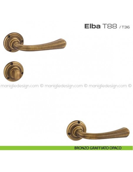 Maniglia per porta con nottolino T88 Elba Reguitti bronzato graffiato opaco