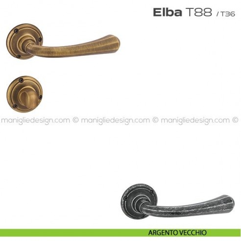 Maniglia per porta con nottolino T88 Elba Reguitti argento vecchio