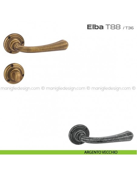 Maniglia per porta con nottolino T88 Elba Reguitti argento vecchio