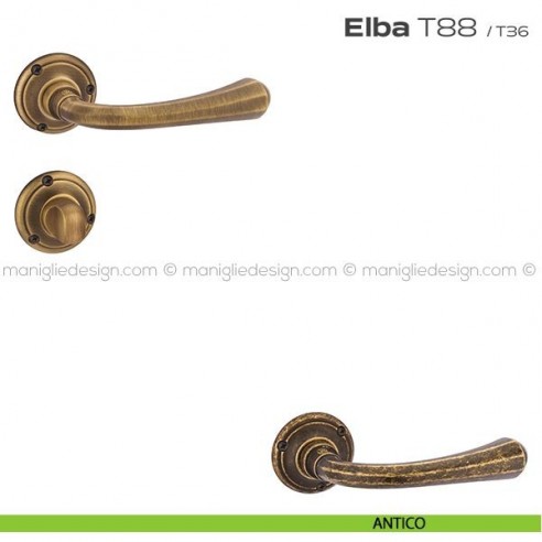 Maniglia per porta con nottolino T88 Elba Reguitti antico