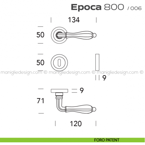 Maniglia per porta 800 Epoca Reguitti foro patent
