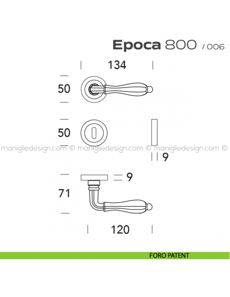 Maniglia per porta 800 Epoca Reguitti foro patent